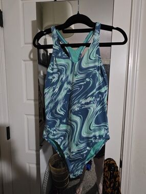 Nike Blue-Green Swirl One-Piece Swimsuit